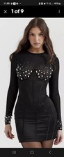 HOUSE OF CB 'Anastasia' Black Crystallised Corset Dress BULK XS/S/M/L