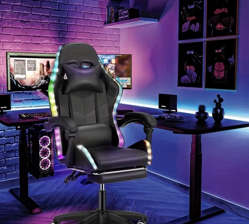 Gaming chair with footrest - chair,