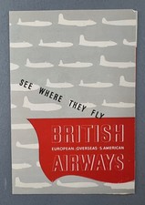 BSAA BOAC BEA 1948 Vintage Airline Route Map Leaflet B.S.A.A. B.O.A.C. B.E.A.