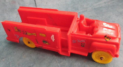 Vintage red plastic fire - , truck