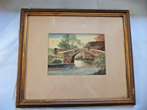 Framed vintage watercolour - vintage,