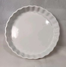 Vintage White Ceramic Round Fluted Edge Flan / Quiche Dish 25cm Diameter 