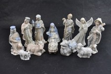 Vintage 12 Piece Set Christmas Nativity Scene Figurines Pastel Porcelain Boxed