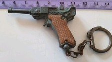 Vintage Gun Metal keyring Military Detective Toy German lunar Pistol ? 