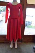 Red long sleeve longer length ballroom dance dress BALL5 - UK 10