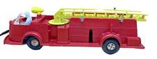 Louis Marx Fire Truck 1970s Tinplate Battery Ladder Engine 33cm Vintage VGC