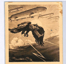 ZEPPELIN WW1 PROPAGANDA Postcard *WEHE DIR ENGLAND* EAGLE Emden 1916 BIRDS WZ51