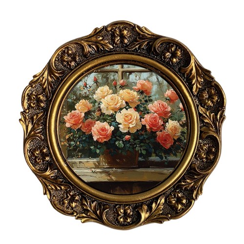 Round photo frame - round, antique