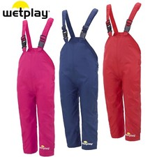 WETPLAY KIDS WATERPROOF DUNGAREES RAIN OVER TROUSERS BOYS GIRLS CHILDS CHILDRENS