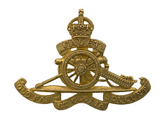 British Army ROYAL ARTILLERY CADET metal cap badge brass LARGE FULL SIZE.