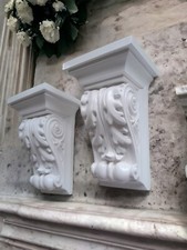 Pair of Plaster Corbels , Ornament ,(2 in total) White Gloss home decor