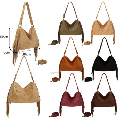 Ladies fringe suede hobo bag - ladies,
