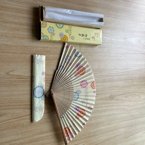 Floral fan with wooden box - floral,