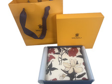 Wensli Silk Scarf New In Box with bag Floral design Rich Red Flowers 51 x51cm