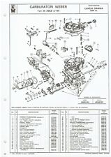 LANCIA GAMMA 2500 WEBER 38 ADLD  2/150 CARBURETTOR PARTS LIST (I TEXT)