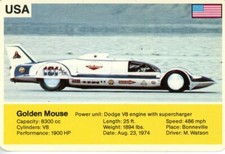 Golden Mouse 1974 486 mph Dodge V8 M Watson Bonneville Game Card Trump