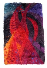 Antique Handmade Scandinavian RYA Beautiful Wool Rug Carpet 125x78cm