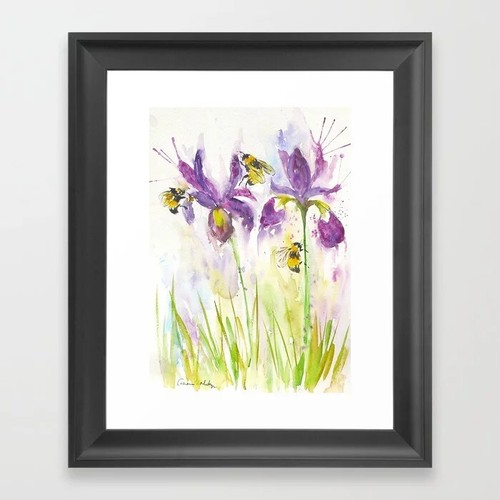 Bees and irises size a4 - and,
