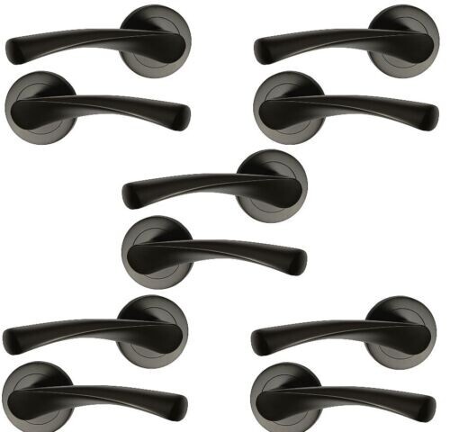 Matt black twirl lever rose - on,