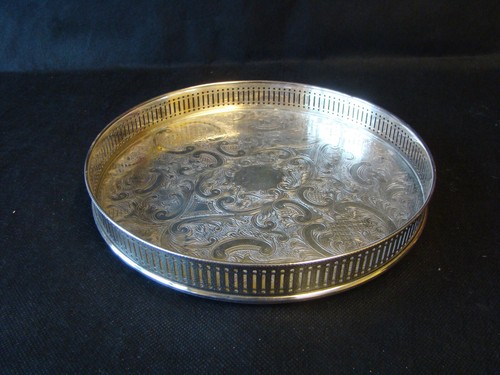 Vintage round galleried silver - galleried,