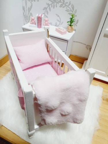 Polka dot cot bedding - set, 1:12