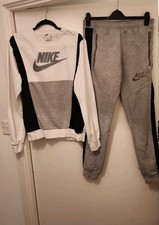 Mens Nike Grey, White & Black Tracksuit Set Size Small