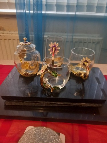 Enamel glass flower teapot - enamel,