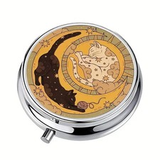 Cat Themed Round Pill Box -