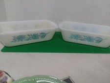 2 Vintage Glasbake Blue