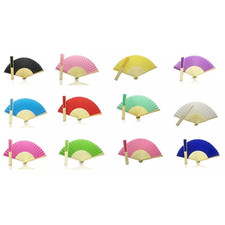 Foldable Hand Held Bamboo Wooden Folding Handheld Fan Wedding Crafts Party