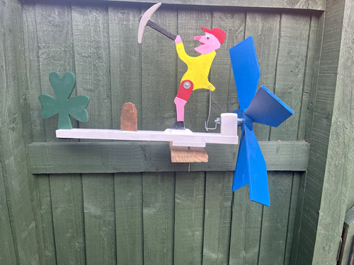 Wood metal whirligig - wood/metal, wind