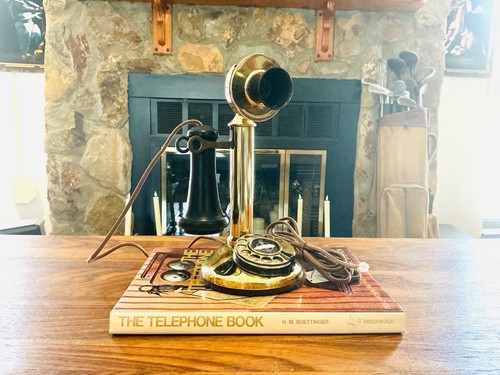Vintage brass candlestick desk - brass,
