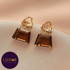 Earrings Gold CZ Retro Style