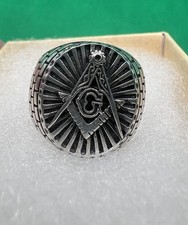 Vintage 925 Silver Masonic Ring Approx Size R