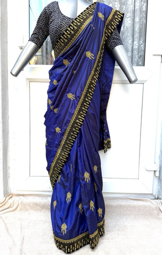 Royal blue soft silk saree - blue,