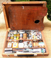 Winsor & Newton Art Artist paint box pallette & contents Vintage Display prop