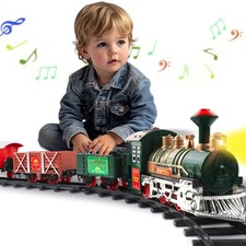 Electric Train Set Railway Track Light Sound Toy Locomotive Gift
