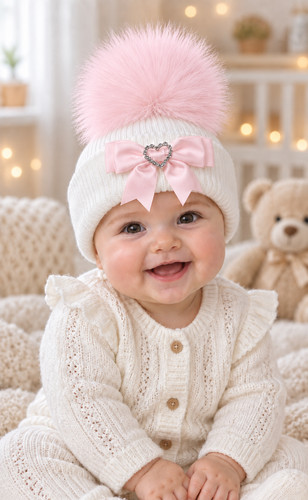 Baby girls knitted pom - baby,