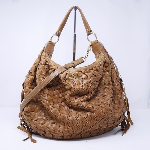 Miu woven leather hobo - woven,