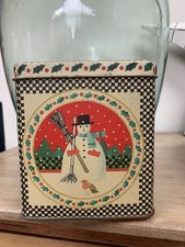Pat Albeck Snowman Design Tin Vintage Christmas Decor Robin 1991 EmmaBridgewater