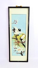 Large Framed Vintage Asian Birds 3D Shadow Box Art