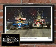 MANSELL & SENNA  1991 A3 Limited edition print by Greg Tillett Formula One F1