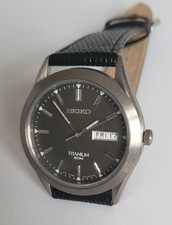 Seiko Titanium Black Dial Day/Date  Quartz Men's Watch 7N43-0AB0