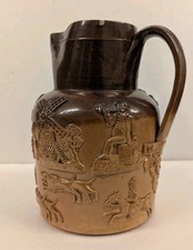 Large Brown English Salt Glazed Stoneware Hunting Jug - probably James Stiff.