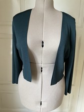 Phase Eight Dark Green Knitted Cover Up / Bolero, Size 16 Immaculate
