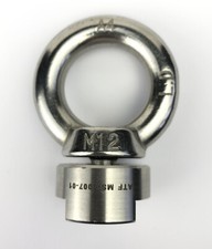 ATF M12 LIFTING EYE BOLT, WITH SPACER. MILITARY STANDARD A4 STAINLESS STEEL.