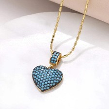 Women's Heart Pendant Necklace Cubic Zirconia Copper 48cm Ball Bead Jewellery