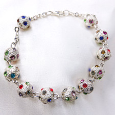 Sparkly Disco Ball Bracelet Rosary/Shamballa Style Beads; Gap For Charm Or Cross