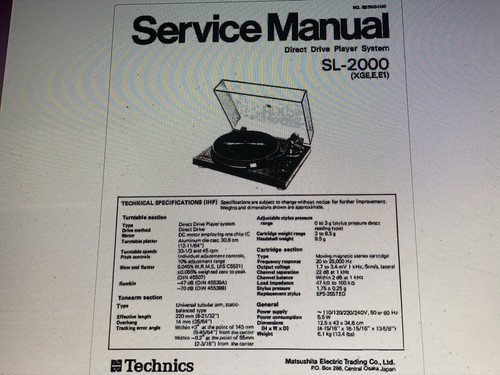 Technics 2000 service - sl-2000,