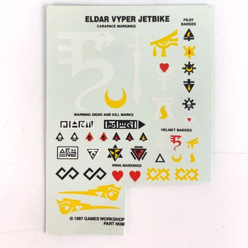 Eldar jetbike transfer sheet - eldar,